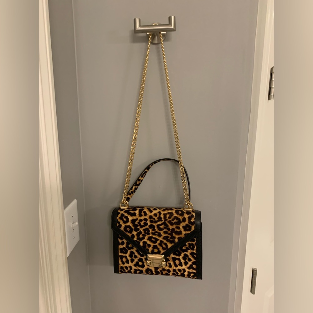 Michael Kors Whitney Large Leopard Calf Hair Convertible Shoulder Bag
